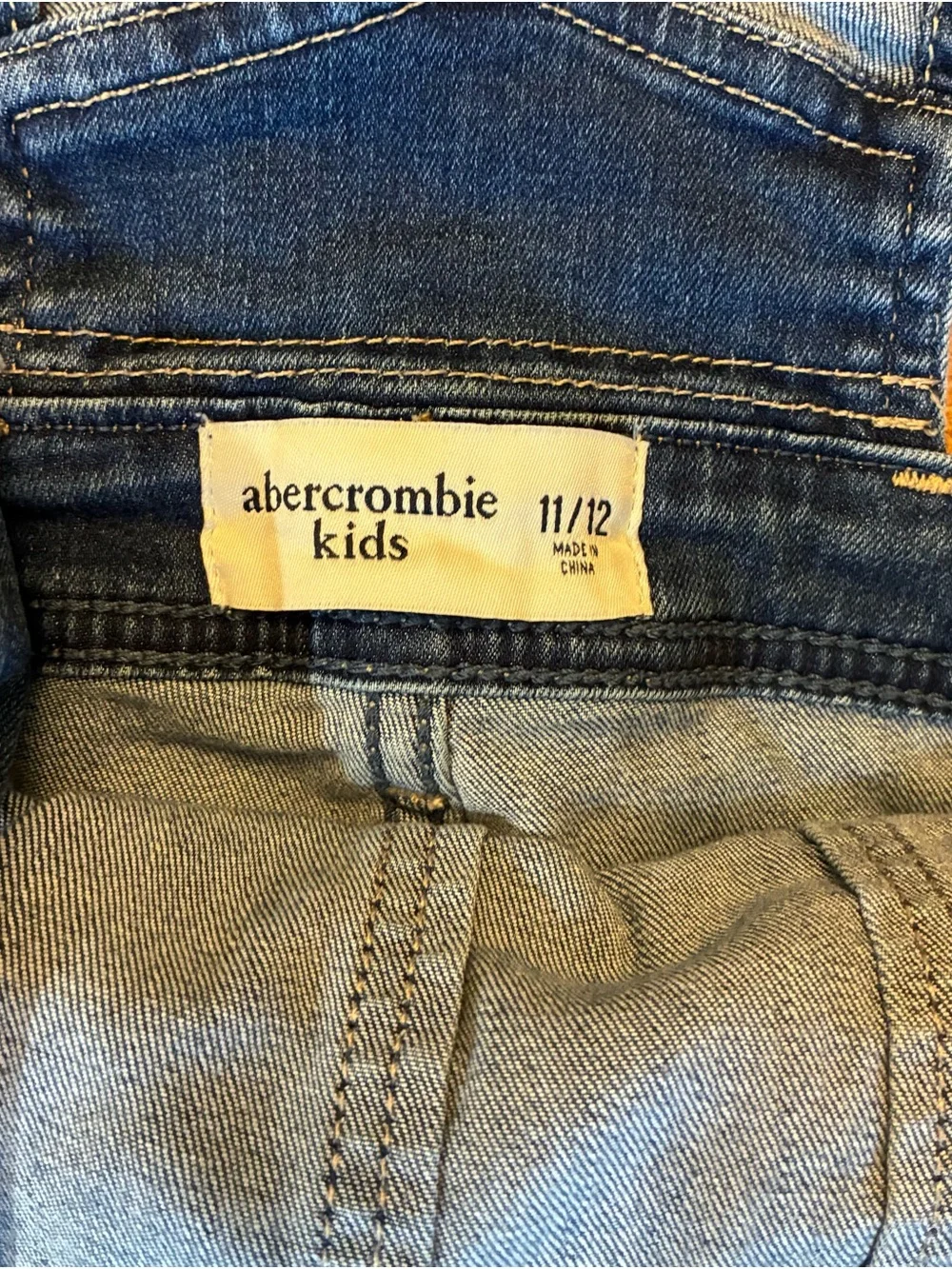 Abercrombie Kids Girls 11-12 Blue Denim Overall One-Piece Adjustable Distressed